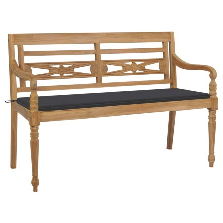 vidaXL Banco Batavia madera maciza teca con cojín gris antracita 150cm