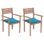 vidaXL Sillas de jardín 2 uds madera maciza de teca con cojines azules vidaXL Sillas de jardín 2 uds madera maciza de teca con cojines azules