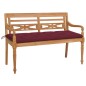 vidaXL Banco Batavia madera maciza de teca con cojín color vino 150 cm vidaXL Banco Batavia madera maciza de teca con cojín color vino 150 cm