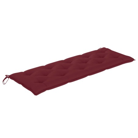 vidaXL Banco Batavia madera maciza de teca con cojín color vino 150 cm
