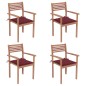 vidaXL Sillas de jardín 4 uds madera de teca con cojines rojo tinto vidaXL Sillas de jardín 4 uds madera de teca con cojines rojo tinto