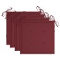 vidaXL Sillas de jardín 4 uds madera de teca con cojines rojo tinto vidaXL Sillas de jardín 4 uds madera de teca con cojines rojo tinto