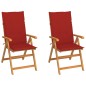 vidaXL Sillas de jardín 2 uds con cojines rojos madera maciza de teca vidaXL Sillas de jardín 2 uds con cojines rojos madera maciza de teca