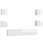 vidaXL Muebles de salón 6 pzas madera ingeniería blanco brillo