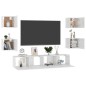 vidaXL Muebles de salón 6 pzas madera ingeniería blanco brillo
