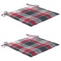 vidaXL Sillas de jardín 2 uds madera teca con cojines a cuadros rojos vidaXL Sillas de jardín 2 uds madera teca con cojines a cuadros rojos