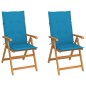 vidaXL Sillas de jardín 2 uds con cojines azules madera maciza de teca vidaXL Sillas de jardín 2 uds con cojines azules madera maciza de teca