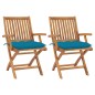 vidaXL Sillas de jardín 2 uds madera de teca con cojines azul claro vidaXL Sillas de jardín 2 uds madera de teca con cojines azul claro
