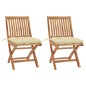 vidaXL Sillas de jardín 2 uds madera de teca con cojines blanco crema vidaXL Sillas de jardín 2 uds madera de teca con cojines blanco crema