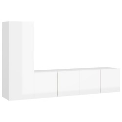 vidaXL Set de muebles de salón 3 pzas madera ingeniería blanco brillo