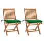 vidaXL Sillas de jardín 2 unidades con cojines verde madera de teca vidaXL Sillas de jardín 2 unidades con cojines verde madera de teca