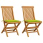 vidaXL Sillas de jardín 2 uds con cojines verde brillante madera teca vidaXL Sillas de jardín 2 uds con cojines verde brillante madera teca