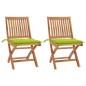 vidaXL Sillas de jardín 2 uds con cojines verde brillante madera teca vidaXL Sillas de jardín 2 uds con cojines verde brillante madera teca