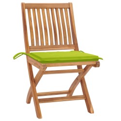 vidaXL Sillas de jardín 2 uds con cojines verde brillante madera teca