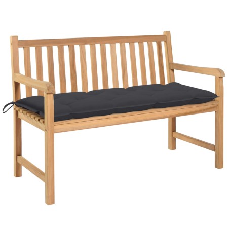 vidaXL Banco de jardín madera maciza teca con cojín antracita 120 cm