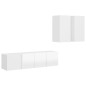 vidaXL Set de muebles de salón 4 pzas madera ingeniería blanco brillo