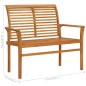 vidaXL Banco de jardín madera maciza de teca con cojín blanco 112 cm