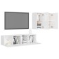 vidaXL Set de muebles de salón 4 pzas madera ingeniería blanco brillo