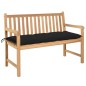 vidaXL Banco de jardín madera maciza de teca con cojín negro 120 cm vidaXL Banco de jardín madera maciza de teca con cojín negro 120 cm