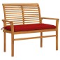 vidaXL Banco de jardín madera maciza de teca con cojín rojo 112 cm vidaXL Banco de jardín madera maciza de teca con cojín rojo 112 cm