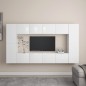 vidaXL Set de muebles de salón 8 pzas madera ingeniería blanco brillo