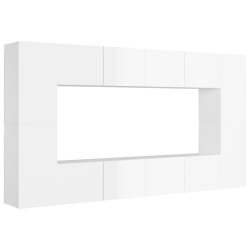 vidaXL Set de muebles de salón 8 pzas madera ingeniería blanco brillo