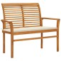 vidaXL Banco de jardín madera maciza de teca con cojín crema 112 cm vidaXL Banco de jardín madera maciza de teca con cojín crema 112 cm