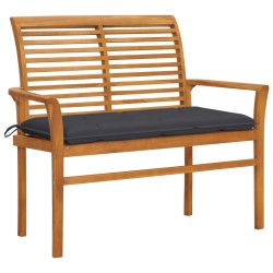 vidaXL Banco de jardín madera maciza teca con cojín antracita 112 cm