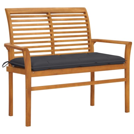 vidaXL Banco de jardín madera maciza teca con cojín antracita 112 cm