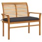 vidaXL Banco de jardín madera maciza teca con cojín antracita 112 cm