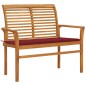 vidaXL Banco de jardín madera maciza teca con cojín rojo tinto 112 cm vidaXL Banco de jardín madera maciza teca con cojín rojo tinto 112 cm