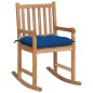 vidaXL Silla mecedora de madera maciza de teca con cojín azul vidaXL Silla mecedora de madera maciza de teca con cojín azul