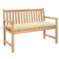 vidaXL Banco de jardín madera maciza teca y cojín blanco crema 120 cm vidaXL Banco de jardín madera maciza teca y cojín blanco crema 120 cm