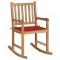 vidaXL Silla mecedora de madera maciza de teca con cojín rojo vidaXL Silla mecedora de madera maciza de teca con cojín rojo
