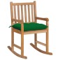 vidaXL Silla mecedora de madera maciza de teca con cojín verde vidaXL Silla mecedora de madera maciza de teca con cojín verde