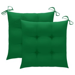 vidaXL Silla mecedora de madera maciza de teca con cojín verde