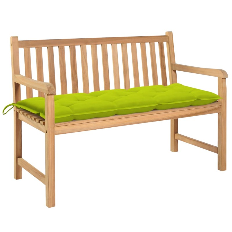 vidaXL Banco de jardín madera de teca con cojín verde brillante 120 cm vidaXL Banco de jardín madera de teca con cojín verde brillante 120 cm