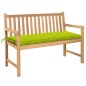 vidaXL Banco de jardín madera de teca con cojín verde brillante 120 cm vidaXL Banco de jardín madera de teca con cojín verde brillante 120 cm