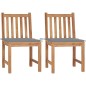 vidaXL Sillas de jardín 2 unidades madera maciza de teca con cojines vidaXL Sillas de jardín 2 unidades madera maciza de teca con cojines