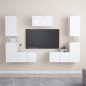 vidaXL Set de muebles de salón 7 pzas madera ingeniería blanco brillo