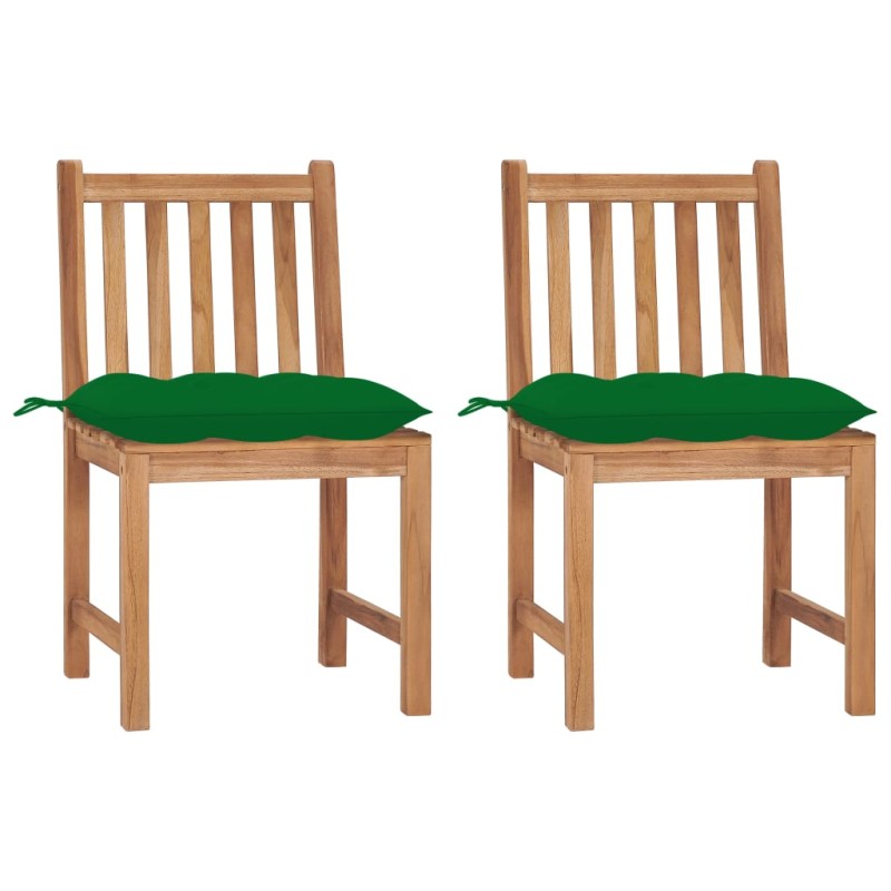 vidaXL Sillas de jardín 2 unidades madera maciza de teca con cojines vidaXL Sillas de jardín 2 unidades madera maciza de teca con cojines