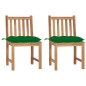 vidaXL Sillas de jardín 2 unidades madera maciza de teca con cojines vidaXL Sillas de jardín 2 unidades madera maciza de teca con cojines