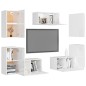 vidaXL Set de muebles de salón 7 pzas madera ingeniería blanco brillo
