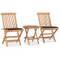 vidaXL Set comedor de jardín plegable 3 piezas madera de teca cojines vidaXL Set comedor de jardín plegable 3 piezas madera de teca cojines