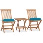 vidaXL Set comedor de jardín plegable 3 piezas madera de teca cojines vidaXL Set comedor de jardín plegable 3 piezas madera de teca cojines