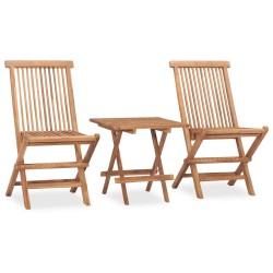 vidaXL Set comedor de jardín plegable 3 piezas madera de teca cojines