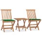 vidaXL Set comedor de jardín plegable 3 piezas madera de teca cojines vidaXL Set comedor de jardín plegable 3 piezas madera de teca cojines