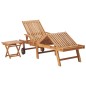 vidaXL Tumbona con mesa y cojín madera maciza de teca vidaXL Tumbona con mesa y cojín madera maciza de teca