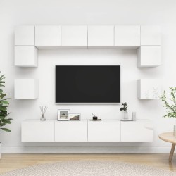 vidaXL Set de muebles de salón 8 pzas madera ingeniería blanco brillo