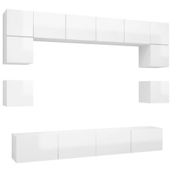 vidaXL Set de muebles de salón 8 pzas madera ingeniería blanco brillo